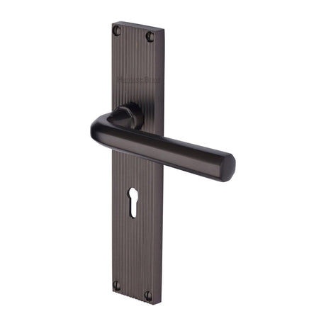 Heritage Brass Door Furniture Matt Bronze / Std. Lock Handles Heritage Brass - Octave Reeded Lever Lock Matt Bronze finish