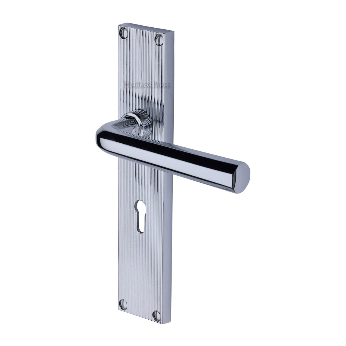 Heritage Brass Door Furniture Polished Chrome / Std. Lock Handles Heritage Brass - Octave Reeded Lever Lock Polished Chrome finish