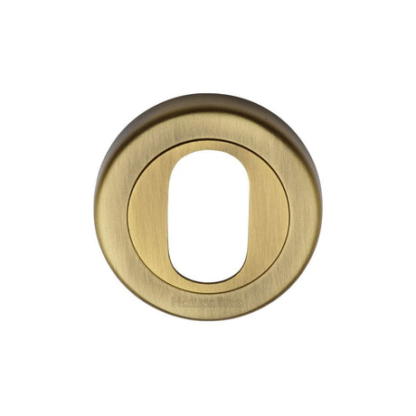 Heritage Brass Door Furniture Antique Brass / Oval Profile Escutcheons Heritage Brass - Oval Profile Cylinder Escutcheon Antique Brass Finish