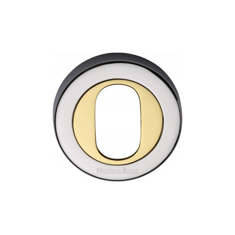 Heritage Brass Door Furniture Polished Chrome/Brass / Oval Profile Escutcheons Heritage Brass - Oval Profile Cylinder Escutcheon Chrome & Brass Finish