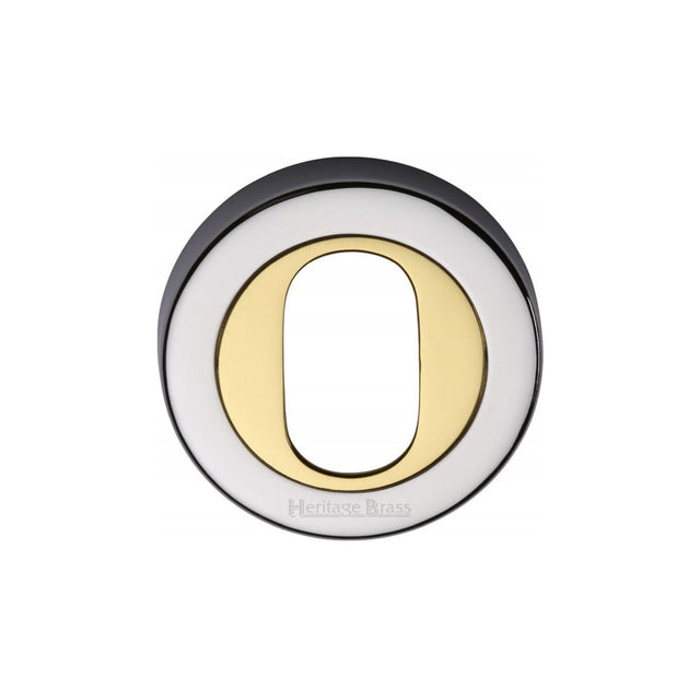 Heritage Brass Door Furniture Polished Chrome/Brass / Oval Profile Escutcheons Heritage Brass - Oval Profile Cylinder Escutcheon Chrome & Brass Finish