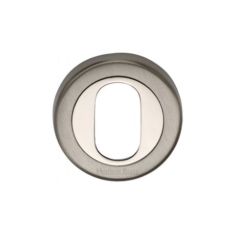 Heritage Brass Door Furniture Mercury Dual Finish,Satin Nickel and Polished Nickel / Oval Profile Escutcheons Heritage Brass - Oval Profile Cylinder Escutcheon Mercury Finish