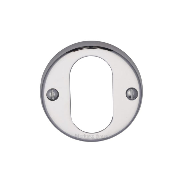 Heritage Brass Door Furniture Polished Chrome / Oval Profile Escutcheons Heritage Brass - Oval Profile Cylinder Escutcheon Polished Chrome Finish