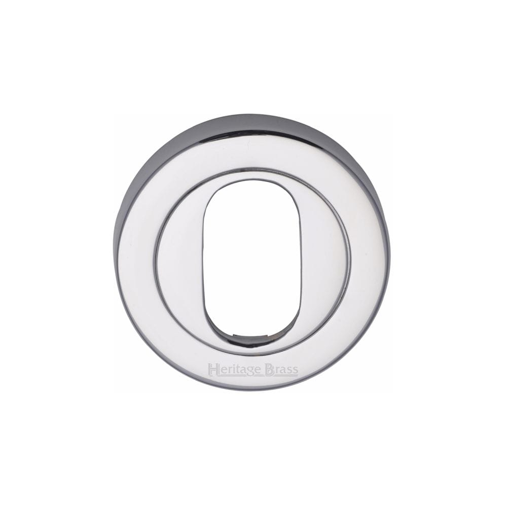 Heritage Brass Door Furniture Polished Chrome / Oval Profile Escutcheons Heritage Brass - Oval Profile Cylinder Escutcheon Polished Chrome Finish
