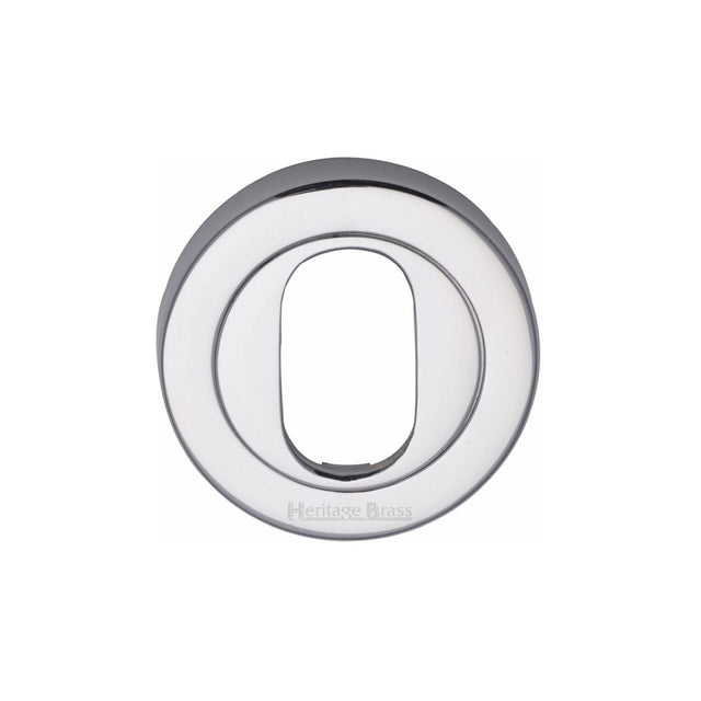 Heritage Brass Door Furniture Polished Chrome / Oval Profile Escutcheons Heritage Brass - Oval Profile Cylinder Escutcheon Polished Chrome Finish
