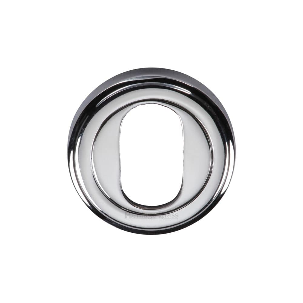Heritage Brass Door Furniture Polished Chrome / Oval Profile Escutcheons Heritage Brass - Oval Profile Cylinder Escutcheon Polished Chrome Finish