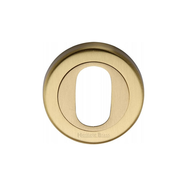 Heritage Brass Door Furniture Satin Brass / Oval Profile Escutcheons Heritage Brass - Oval Profile Cylinder Escutcheon Satin Brass Finish
