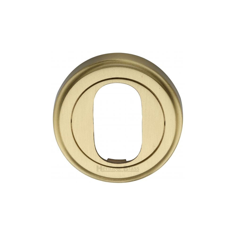 Heritage Brass Door Furniture Satin Brass / Oval Profile Escutcheons Heritage Brass - Oval Profile Cylinder Escutcheon Satin Brass Finish