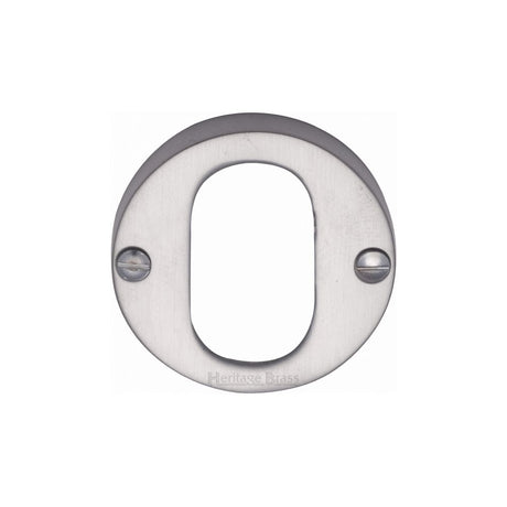 Heritage Brass Door Furniture Satin Chrome / Oval Profile Escutcheons Heritage Brass - Oval Profile Cylinder Escutcheon Satin Chrome Finish