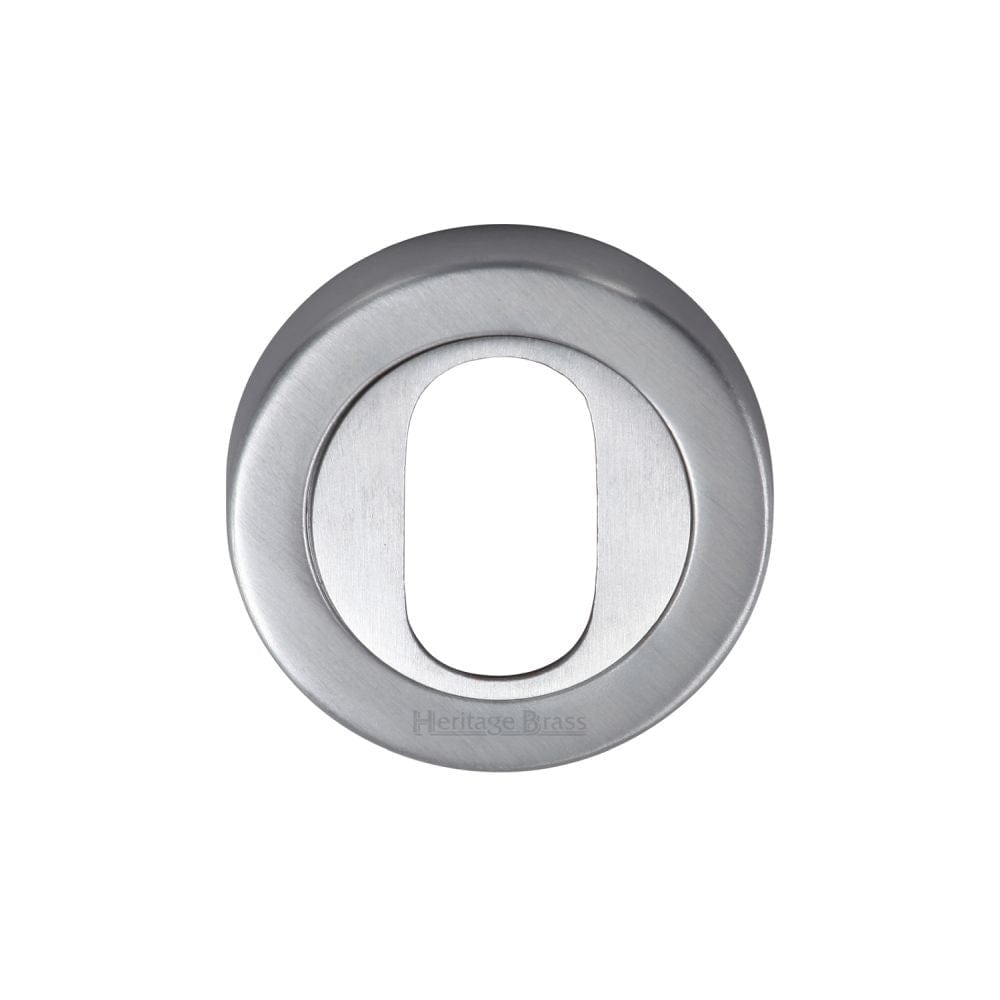Heritage Brass Door Furniture Satin Chrome / Oval Profile Escutcheons Heritage Brass - Oval Profile Cylinder Escutcheon Satin Chrome Finish