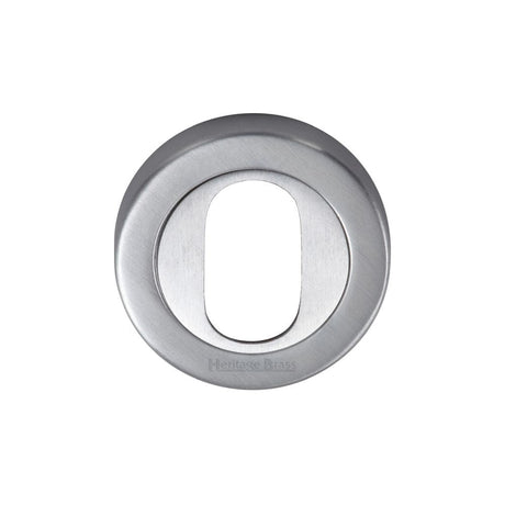 Heritage Brass Door Furniture Satin Chrome / Oval Profile Escutcheons Heritage Brass - Oval Profile Cylinder Escutcheon Satin Chrome Finish