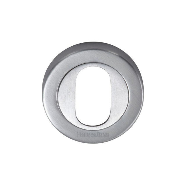Heritage Brass Door Furniture Satin Chrome / Oval Profile Escutcheons Heritage Brass - Oval Profile Cylinder Escutcheon Satin Chrome Finish