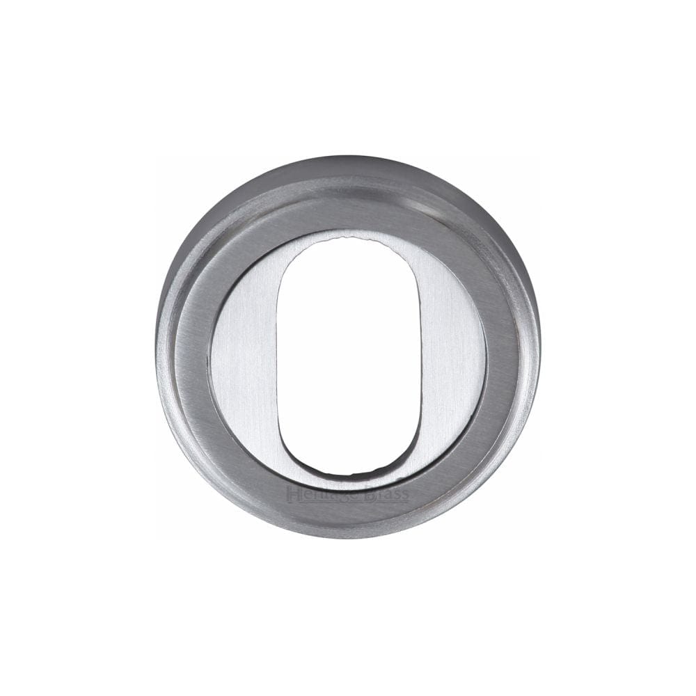 Heritage Brass Door Furniture Satin Chrome / Oval Profile Escutcheons Heritage Brass - Oval Profile Cylinder Escutcheon Satin Chrome Finish