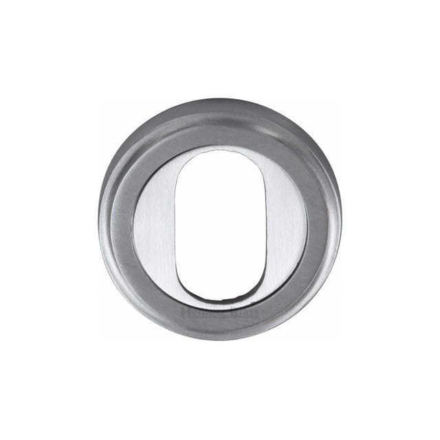 Heritage Brass Door Furniture Satin Chrome / Oval Profile Escutcheons Heritage Brass - Oval Profile Cylinder Escutcheon Satin Chrome Finish