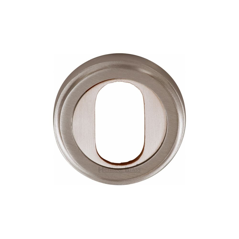 Heritage Brass Door Furniture Satin Nickel / Oval Profile Escutcheons Heritage Brass - Oval Profile Cylinder Escutcheon Satin Nickel Finish