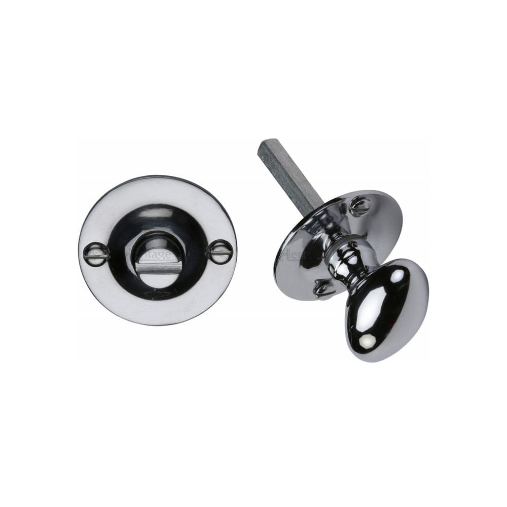 Heritage Brass Door Furniture Polished Chrome / No Heritage Brass - Oval turn with release Polished Chrome Finish