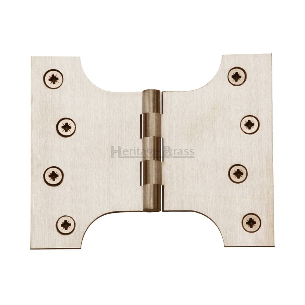 Heritage Brass Hinges Satin Nickel / Parliament Hinges / 4" x (102mm) Heritage Brass - Parliament Hinge Brass 4" x 3" x 5" Satin Nickel Finish