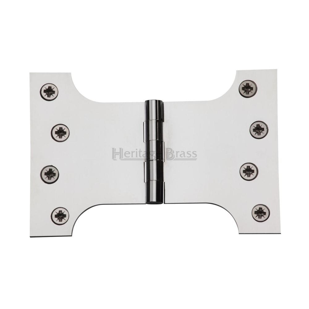 Heritage Brass Hinges Polished Chrome / Parliament Hinges / 4" x (102mm) Heritage Brass - Parliament Hinge Brass 4" x 4" x 6" Polished Chrome Finish