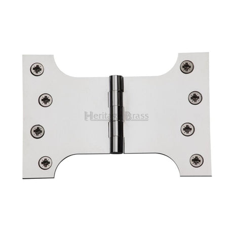 Heritage Brass Hinges Polished Chrome / Parliament Hinges / 4" x (102mm) Heritage Brass - Parliament Hinge Brass 4" x 4" x 6" Polished Chrome Finish