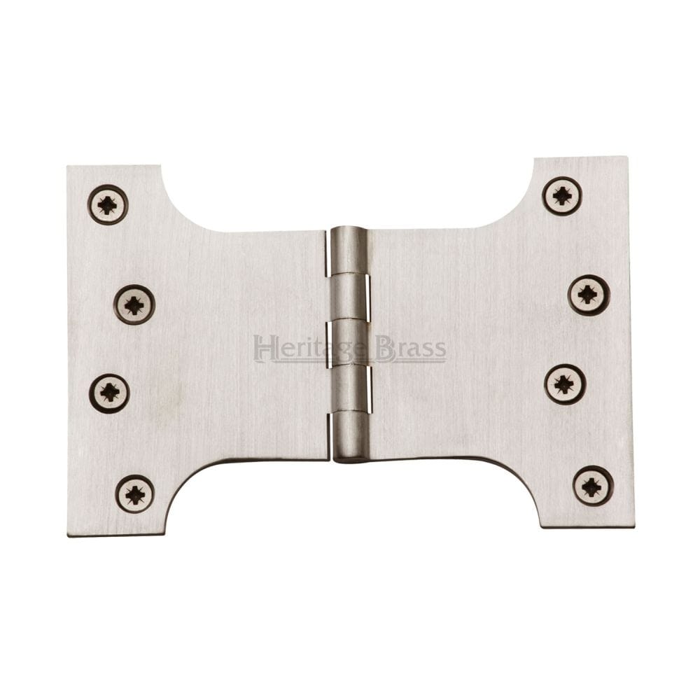 Heritage Brass Hinges Satin Nickel / Parliament Hinges / 4" x (102mm) Heritage Brass - Parliament Hinge Brass 4" x 4" x 6" Satin Nickel Finish