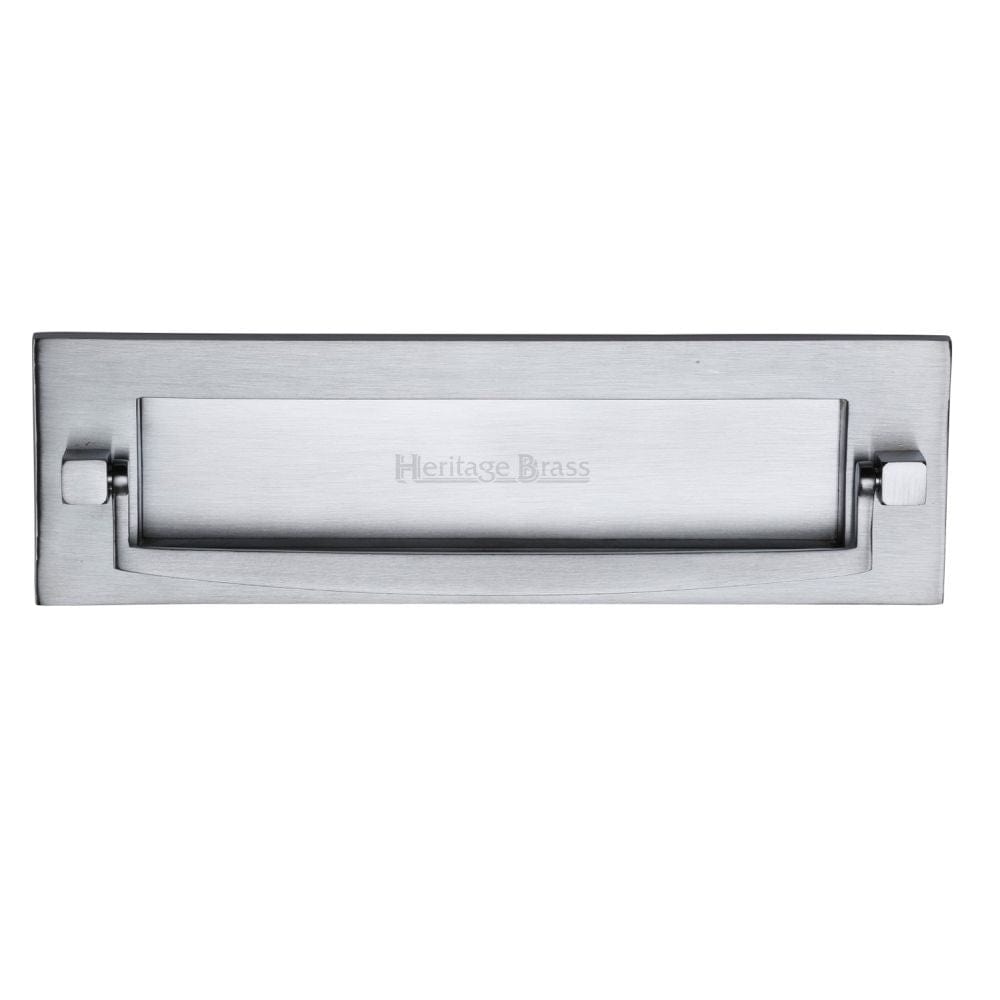 Heritage Brass Door Furniture Satin Chrome / Postal Knockers / 254 x 79mm (10 x 3") Heritage Brass - Postal Knocker 254 x 79mm - Satin Chrome Finish
