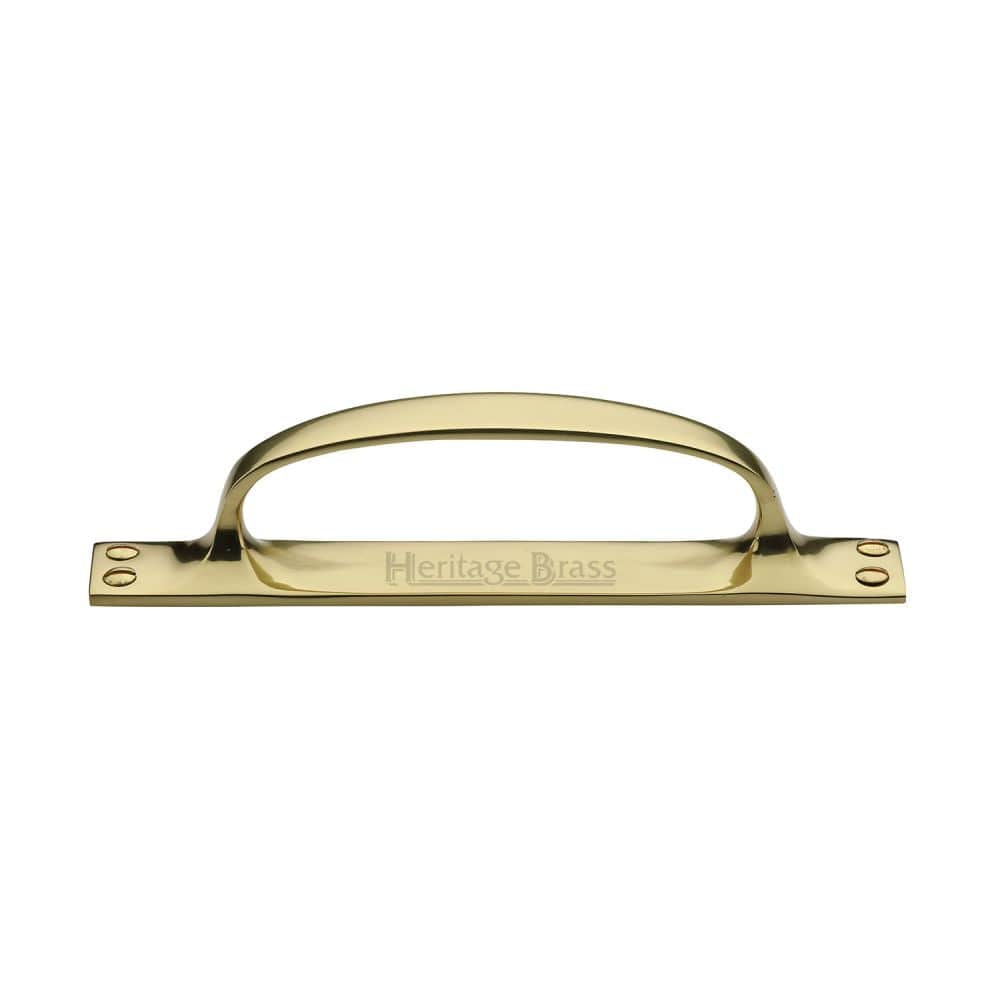 Heritage Brass Door Furniture Polished Brass / Pull Handle (Backplate) Heritage Brass - Pull Handle on Plate Polished Brass Finish