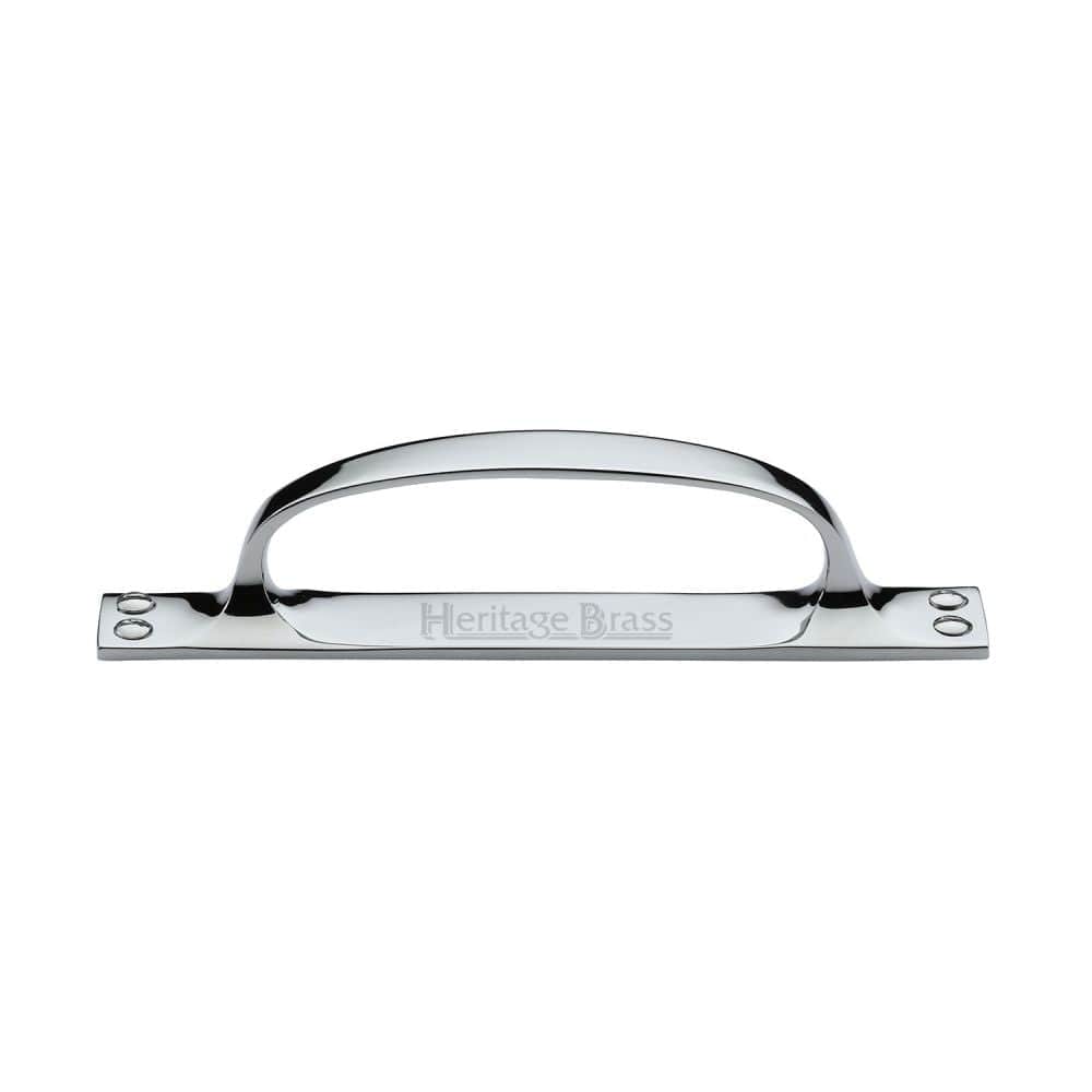 Heritage Brass Door Furniture Polished Chrome / Pull Handle (Backplate) Heritage Brass - Pull Handle on Plate Polished Chrome Finish