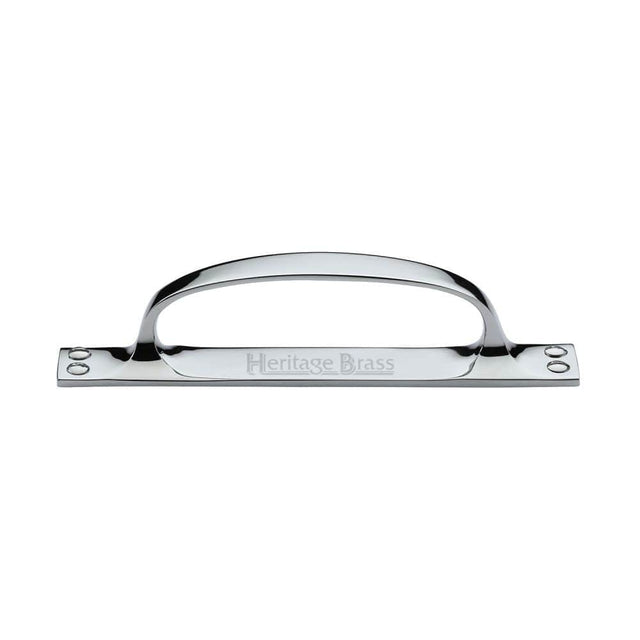 Heritage Brass Door Furniture Polished Chrome / Pull Handle (Backplate) Heritage Brass - Pull Handle on Plate Polished Chrome Finish