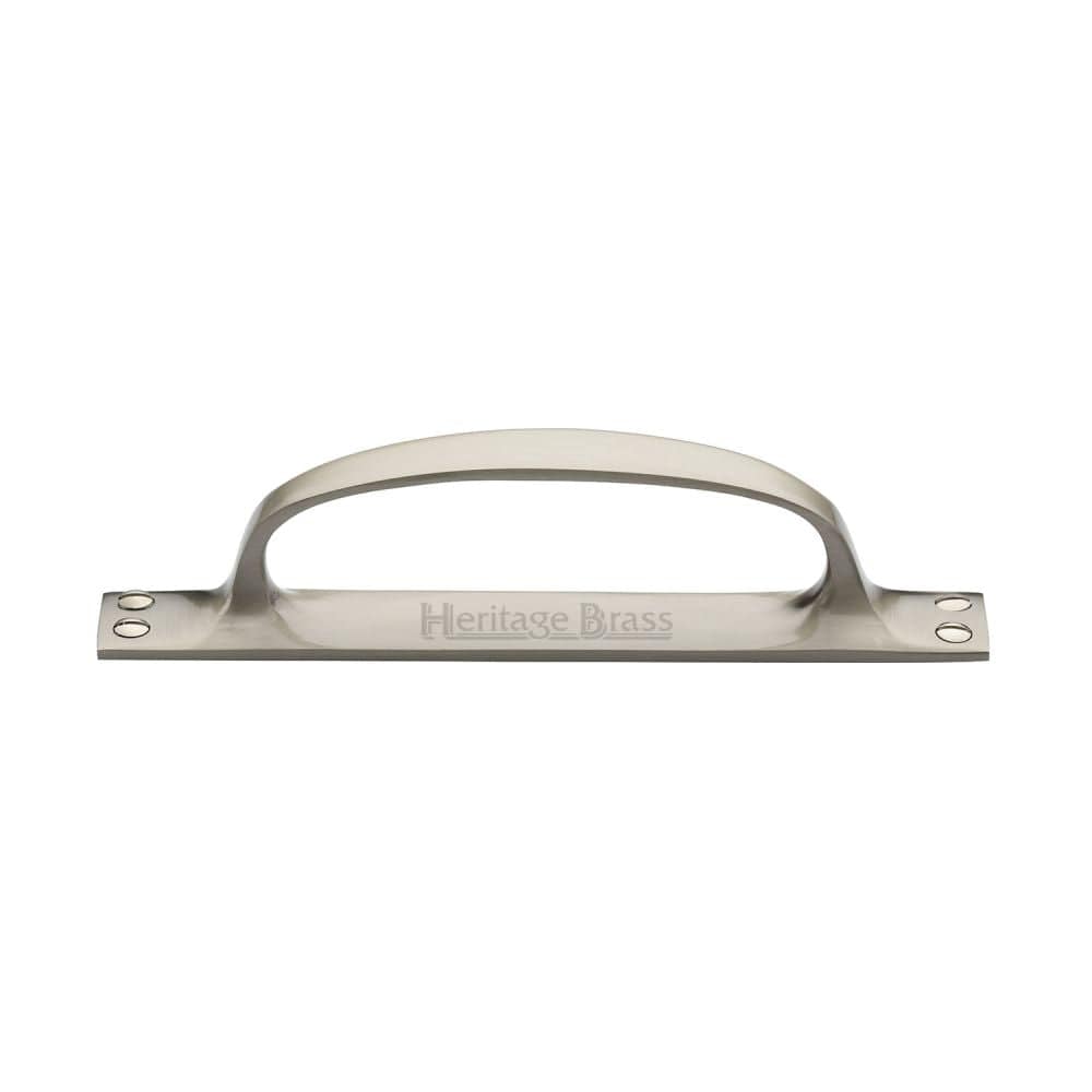 Heritage Brass Door Furniture Satin Nickel / Pull Handle (Backplate) Heritage Brass - Pull Handle on Plate Satin Nickel Finish