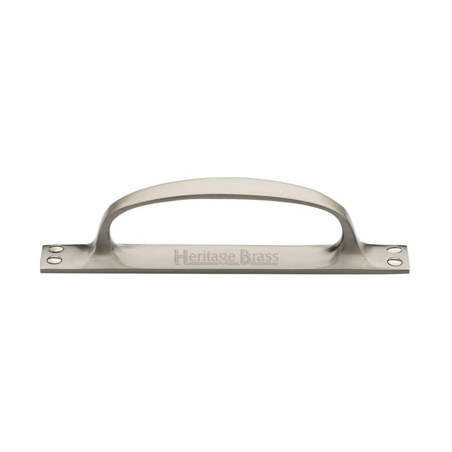 Heritage Brass Door Furniture Satin Nickel / Pull Handle (Backplate) Heritage Brass - Pull Handle on Plate Satin Nickel Finish