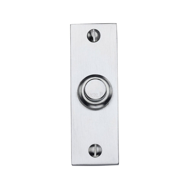 Heritage Brass Door Furniture Satin Chrome / Rectangular Bell Push Heritage Brass - Rectangular Bell Push Satin Chrome finish