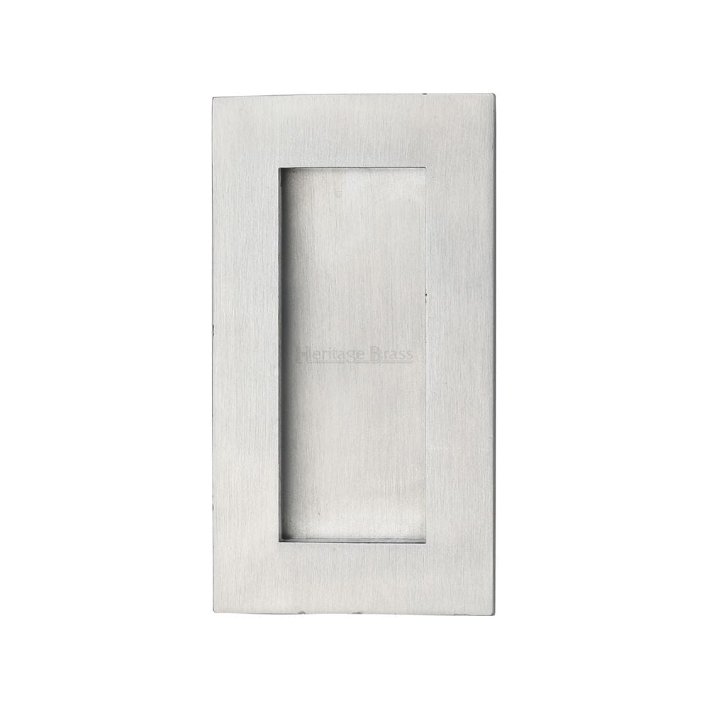 Heritage Brass Door Furniture Satin Chrome / Flush Handle / Rectangular Heritage Brass - Rectangular Flush Pull 105 x 58mm Satin Chrome Finish