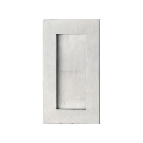 Heritage Brass Door Furniture Satin Chrome / Flush Handle / Rectangular Heritage Brass - Rectangular Flush Pull 105 x 58mm Satin Chrome Finish