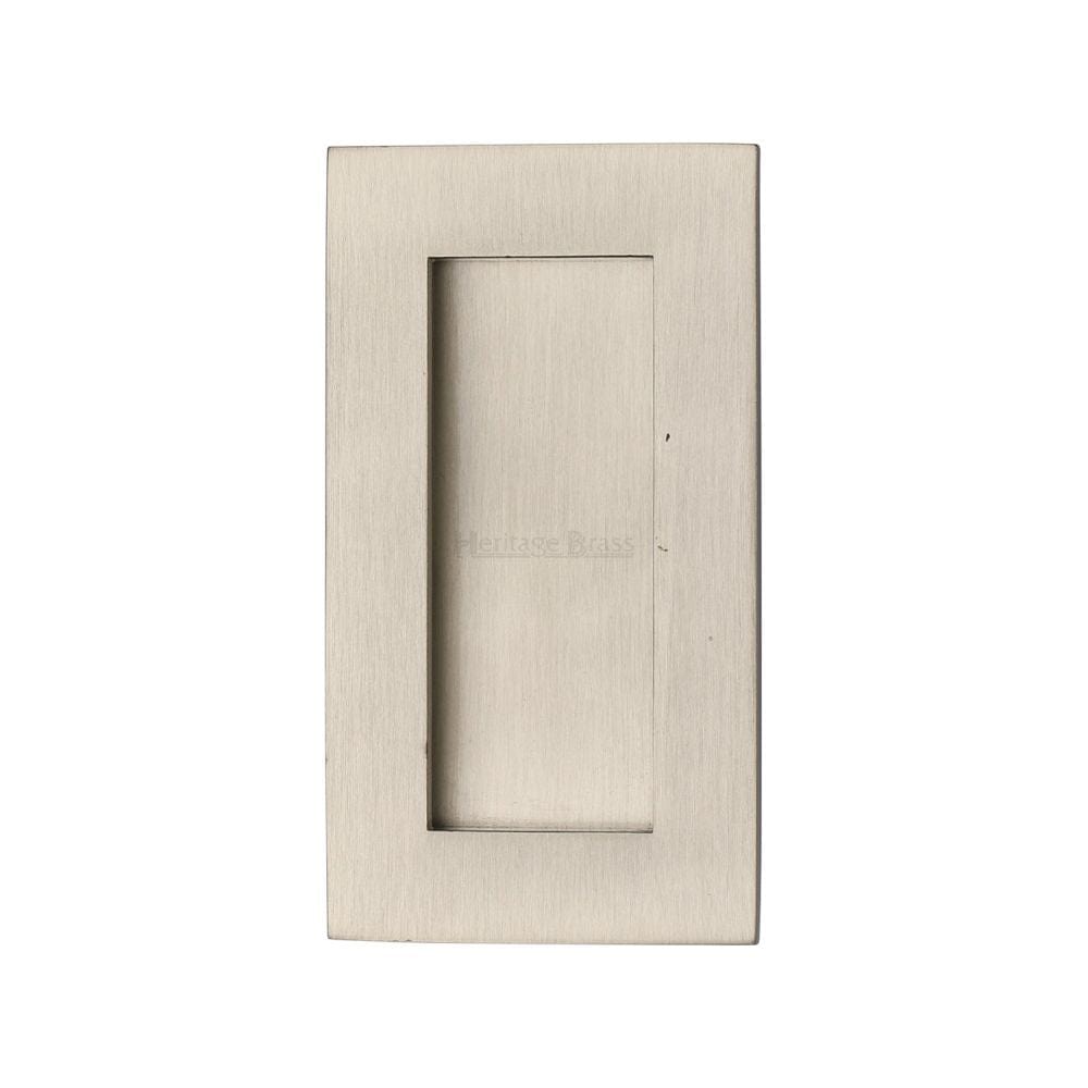 Heritage Brass Door Furniture Satin Nickel / Flush Handle / Rectangular Heritage Brass - Rectangular Flush Pull 105 x 58mm Satin Nickel Finish