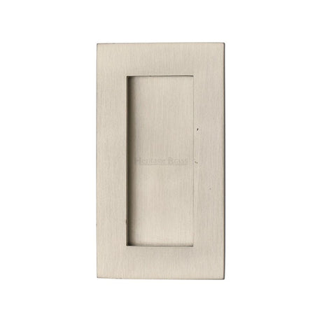 Heritage Brass Door Furniture Satin Nickel / Flush Handle / Rectangular Heritage Brass - Rectangular Flush Pull 105 x 58mm Satin Nickel Finish