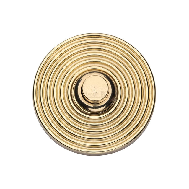Heritage Brass Door Furniture Polished Brass / Reeded Bell Push Heritage Brass - Reeded Bell Push Polished Brass finish