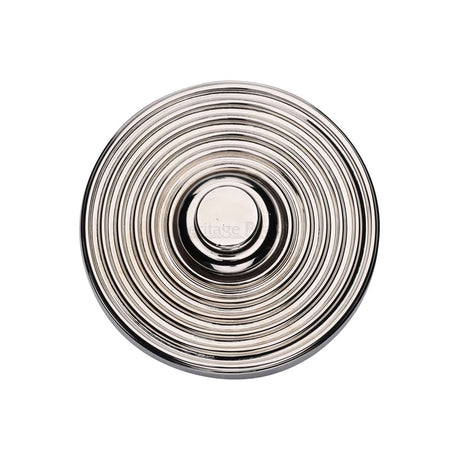 Heritage Brass Door Furniture Polished Nickel / Reeded Bell Push Heritage Brass - Reeded Bell Push Polished Nickel finish