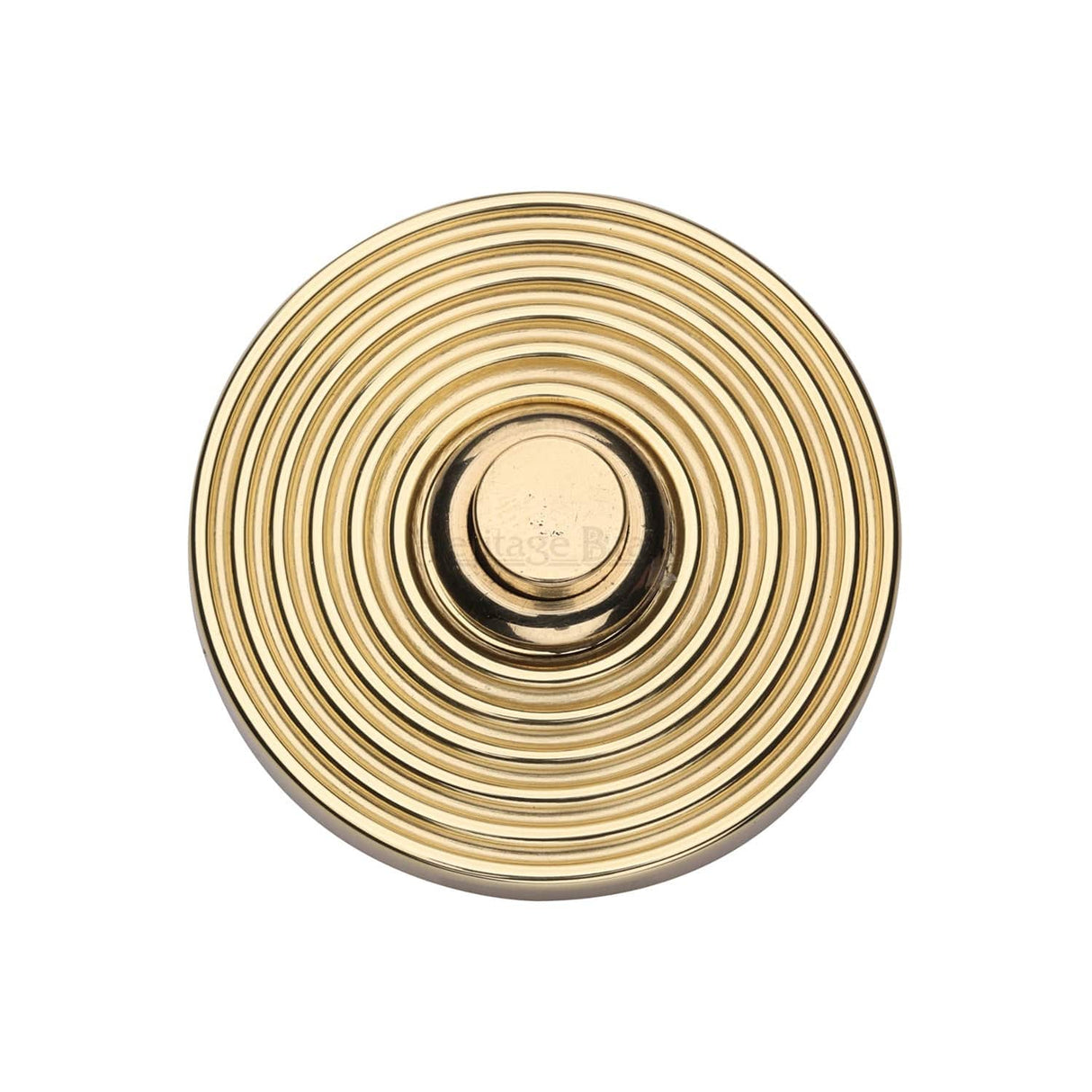Heritage Brass Door Furniture Unlacquered Brass / Reeded Bell Push Heritage Brass - Reeded Bell Push Unlacquered Brass finish