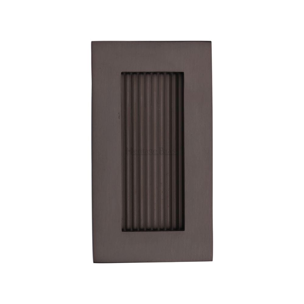 Heritage Brass Door Furniture Matt Bronze / Flush Handle / Rectangular Heritage Brass - Reeded Rectangular Flush Pull 105 x 58mm Matt Bronze Finish