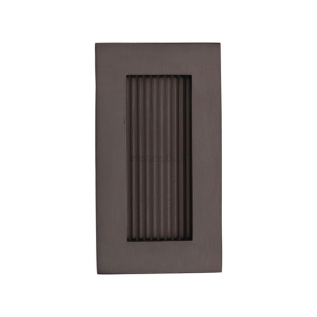 Heritage Brass Door Furniture Matt Bronze / Flush Handle / Rectangular Heritage Brass - Reeded Rectangular Flush Pull 105 x 58mm Matt Bronze Finish