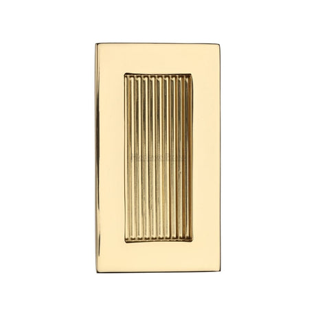 Heritage Brass Door Furniture Polished Brass / Flush Handle / Rectangular Heritage Brass - Reeded Rectangular Flush Pull 105 x 58mm Polished Brass Finish