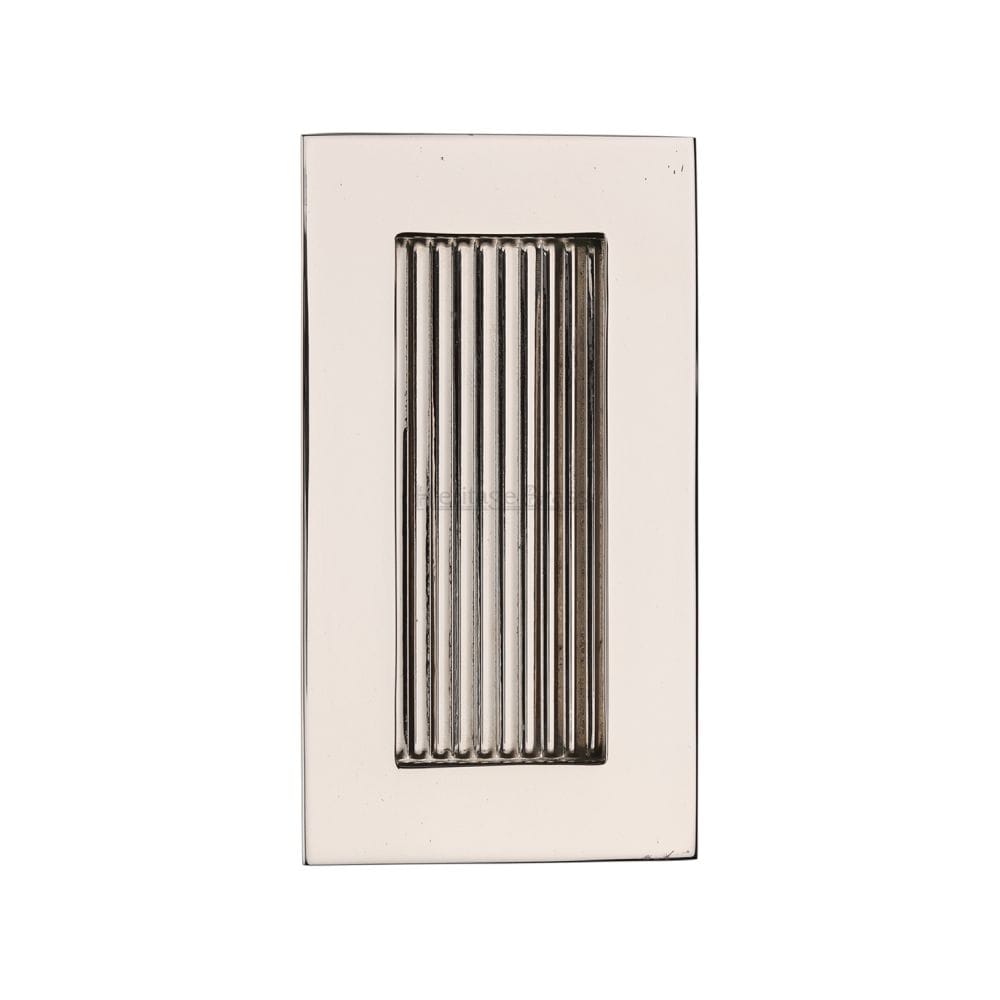 Heritage Brass Door Furniture Polished Nickel / Flush Handle / Rectangular Heritage Brass - Reeded Rectangular Flush Pull 105 x 58mm Polished Nickel Finish