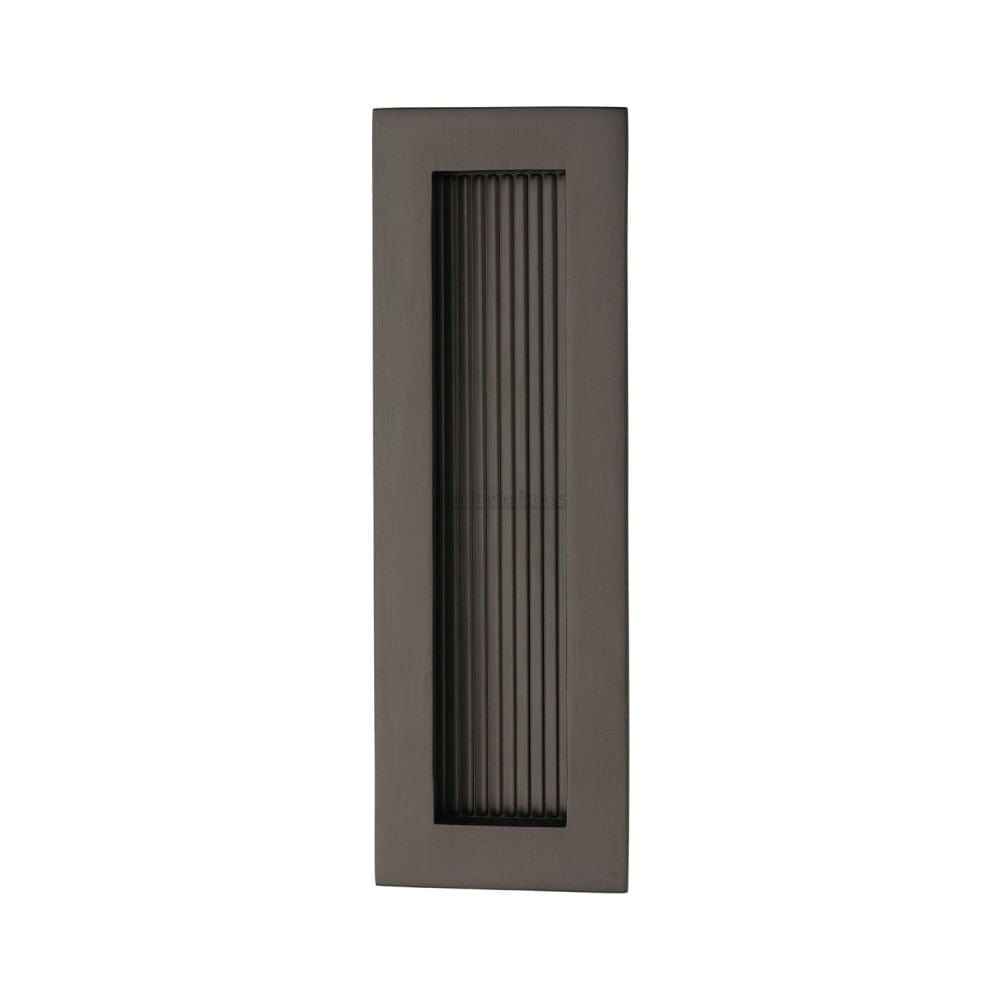 Heritage Brass Door Furniture Matt Bronze / Flush Handle / Rectangular Heritage Brass - Reeded Rectangular Flush Pull 175 x 58mm Matt Bronze Finish