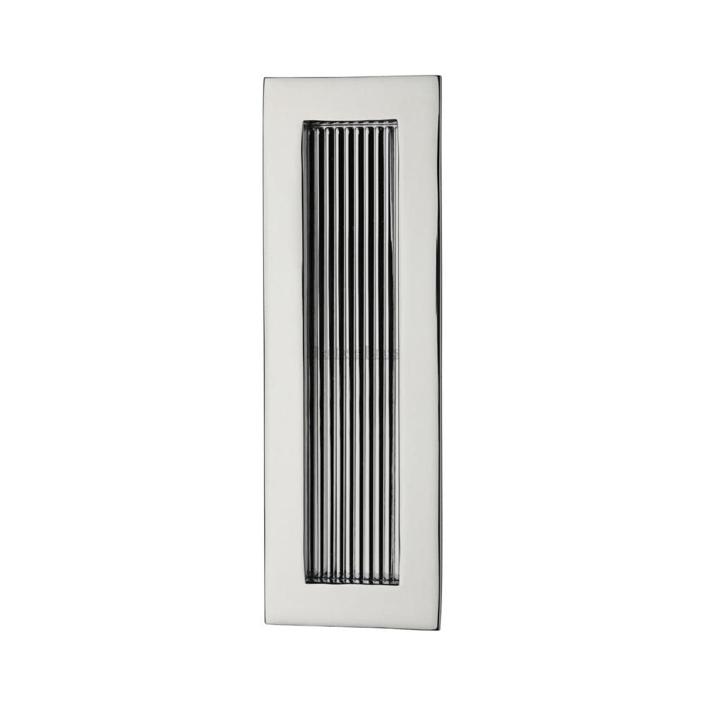 Heritage Brass Door Furniture Polished Chrome / Flush Handle / Rectangular Heritage Brass - Reeded Rectangular Flush Pull 175 x 58mm Polished Chrome Finish