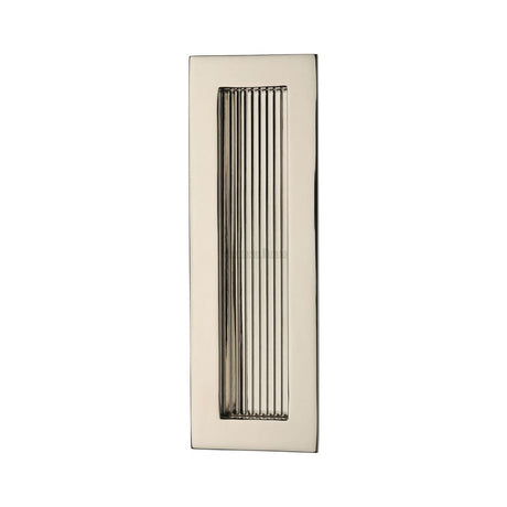 Heritage Brass Door Furniture Polished Nickel / Flush Handle / Rectangular Heritage Brass - Reeded Rectangular Flush Pull 175 x 58mm Polished Nickel Finish