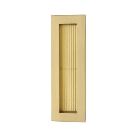 Heritage Brass Door Furniture Satin Brass / Flush Handle / Rectangular Heritage Brass - Reeded Rectangular Flush Pull 175 x 58mm Satin Brass Finish
