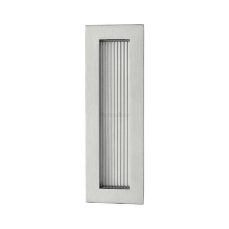 Heritage Brass Door Furniture Satin Chrome / Flush Handle / Rectangular Heritage Brass - Reeded Rectangular Flush Pull 175 x 58mm Satin Chrome Finish