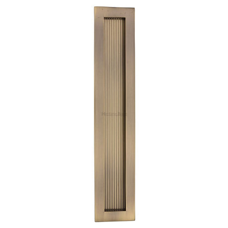 Heritage Brass Door Furniture Antique Brass / Flush Handle / Rectangular Heritage Brass - Reeded Rectangular Flush Pull 300 x 58mm Antique Brass Finish