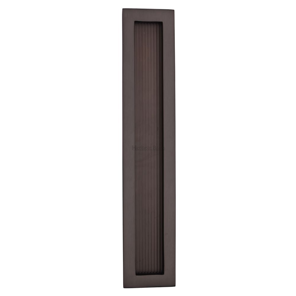 Heritage Brass Door Furniture Matt Bronze / Flush Handle / Rectangular Heritage Brass - Reeded Rectangular Flush Pull 300 x 58mm Matt Bronze Finish