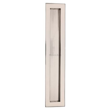 Heritage Brass Door Furniture Polished Nickel / Flush Handle / Rectangular Heritage Brass - Reeded Rectangular Flush Pull 300 x 58mm Polished Nickel Finish